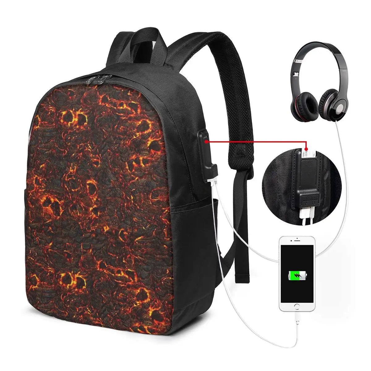 Magma Volcano Lava Fire Backpack Travel Notebook Bag Computer College Student School Bag Laptop Shoulder Bags for Men Women