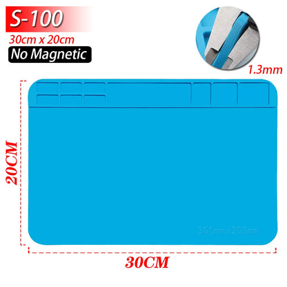Magnetic Mat Silicone Repair Mat Circuit Board Soldering Pad Heat Resistant 932°F Anti-Static for ESD Iron Phone Repair