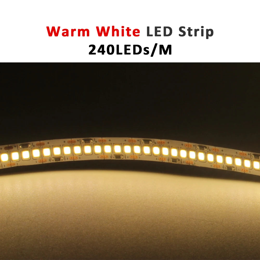 12V LED Strip SMD 2835 0.5M 1M 3M 5M LED Stripe Tape Light 120LED/M 240LED/M Warm White Flexible Strip Ribbon Home Decor Light