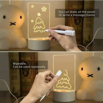Diy Notepad LED Drawing Board Glowing Acrylic Message Board With Pen Erasable Children's Drawing Letter Message Board Night Lamp