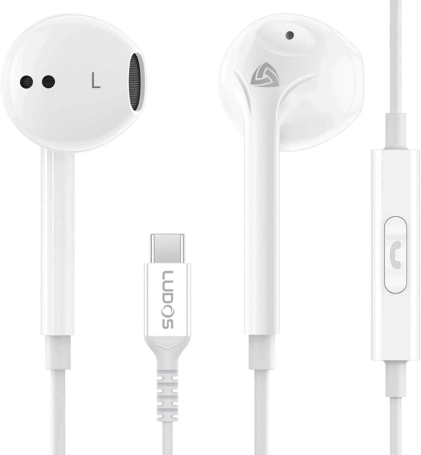 USB-C Earbuds with 2-Year Warranty for iPhone, Samsung Galaxy, iPad - White