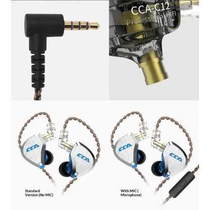 CCA C12 Earphones Hi-Fi Audiophile Grade DIY Hybrid Dynamic & Balanced Armature Wired In-Ear Monitoring Headphones Gifts