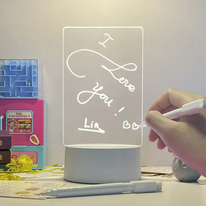 Diy Notepad LED Drawing Board Glowing Acrylic Message Board With Pen Erasable Children's Drawing Letter Message Board Night Lamp