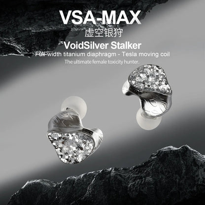 New EarAcoustic Audio VSA MAX IEMs Full-width titanium diaphragm Tesla Dynamic HIFI In-ear Earphones VoidSilver Stalker monitor