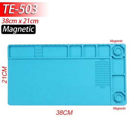Magnetic Mat Silicone Repair Mat Circuit Board Soldering Pad Heat Resistant 932°F Anti-Static for ESD Iron Phone Repair
