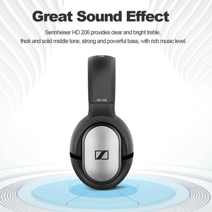 Sennheiser HD206 Over Ear Monitor Headphones Professional Studio DJ Headset HiFi Stereo Bass Wired Audio Earphone 3.5mm