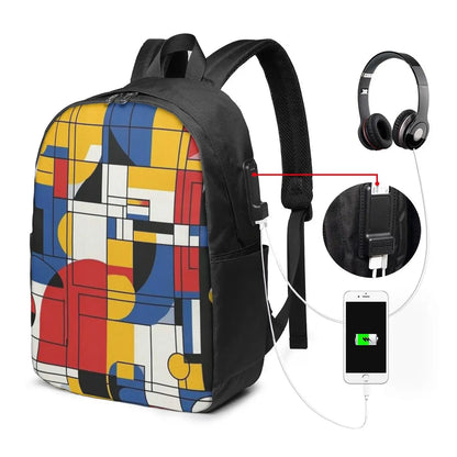 Piet Mondrian Composition  Backpack Travel Notebook Bag Computer College Student School Bag Laptop Shoulder Bags for Men Women