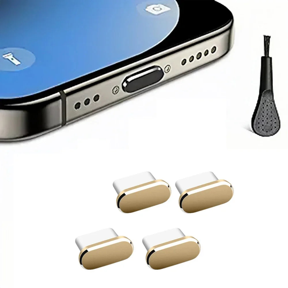 4Pcs USB C Dust Plug With Cleaning Brush Anti Dust USB-C Plug Cover Charging Port Cover Caps For Samsung Xiaomi All Type C Phone