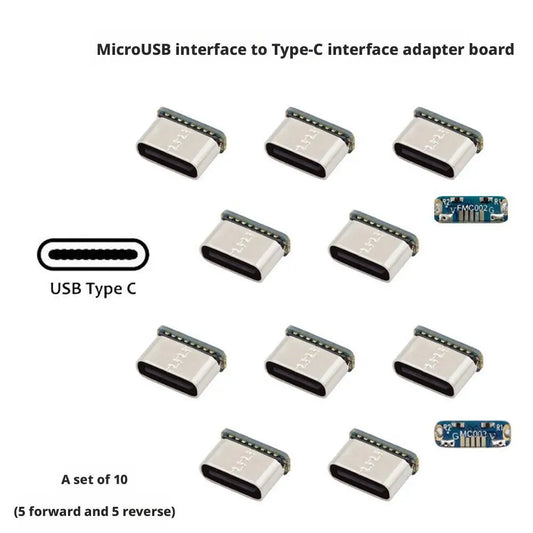 10Pcs M85k Micro USB To Type-C Adapter Board Type-C Socket Charging Port For PCB Soldering DIY Repair Adapter