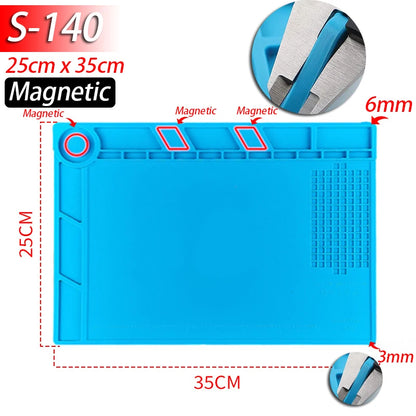 Magnetic Mat Silicone Repair Mat Circuit Board Soldering Pad Heat Resistant 932°F Anti-Static for ESD Iron Phone Repair