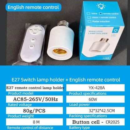E27 60W Wireless Remote Control Smart Timer Switch Lamp Holder 110V 220V Multi Light Switch Room Bedroom Timer Switch 1pc
