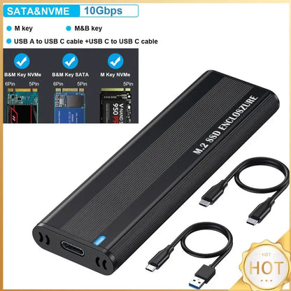 Dual Protocol M.2 NVMe SSD Case 10Gbps M.2 NVMe SSD Enclosure Adapter Tool Free for 2230/2242/2260/2280 M.2 SSD