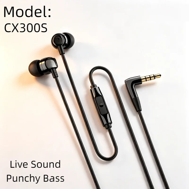 CX300S 2026 New Intelligent Control In Ear Wired Headphones Noise Isolation Pure Sound for Gaming Music Tangle Free