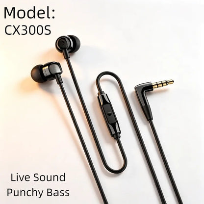 CX300S 2026 New Intelligent Control In Ear Wired Headphones Noise Isolation Pure Sound for Gaming Music Tangle Free