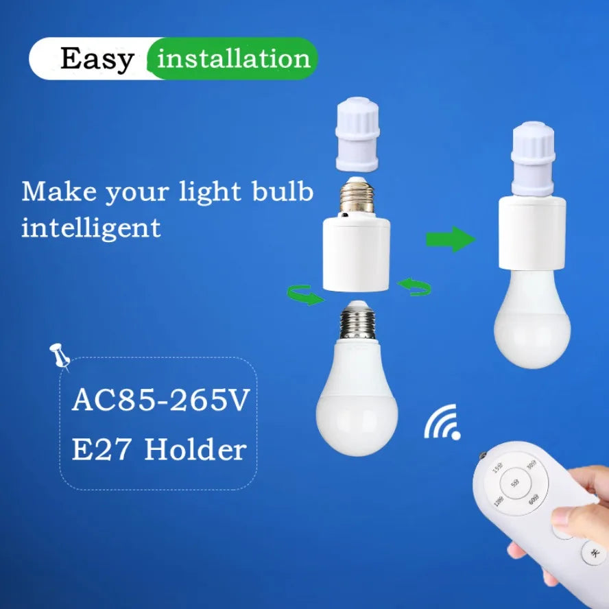 E27 60W Wireless Remote Control Smart Timer Switch Lamp Holder 110V 220V Multi Light Switch Room Bedroom Timer Switch 1pc