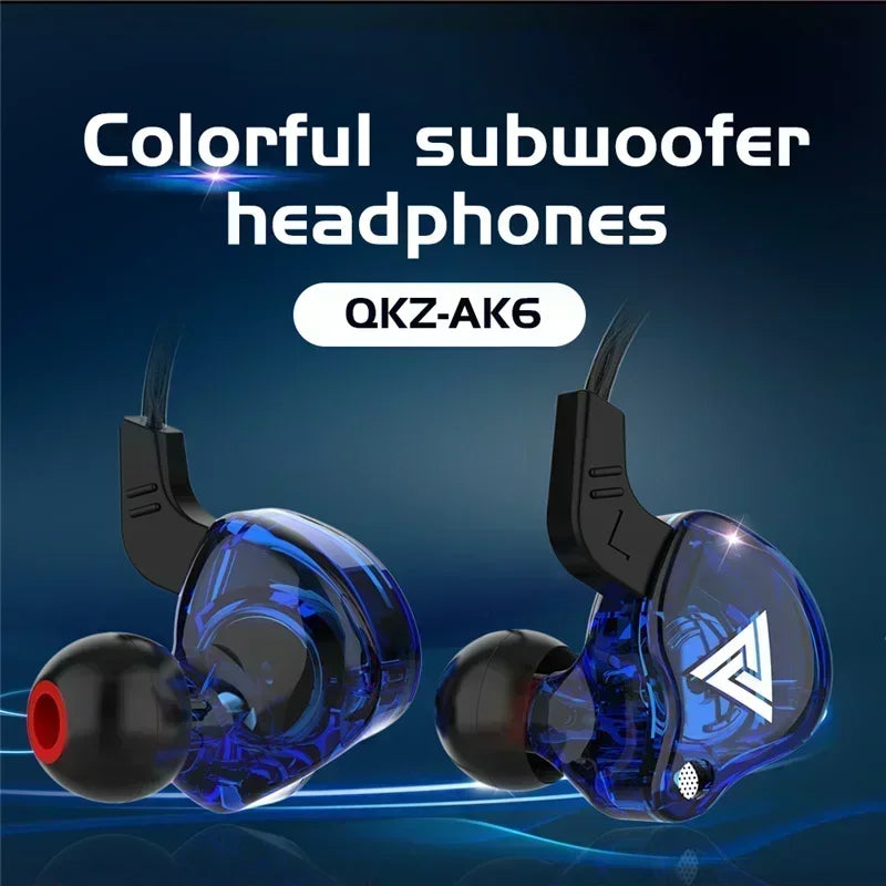 NEW QKZ AK6 Copper Driver HiFi Wired Earphone 3.5MM Race Sport Headphone Bass Stereo Headset Music Earbuds In Ear With Mic