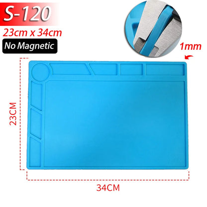 Magnetic Mat Silicone Repair Mat Circuit Board Soldering Pad Heat Resistant 932°F Anti-Static for ESD Iron Phone Repair