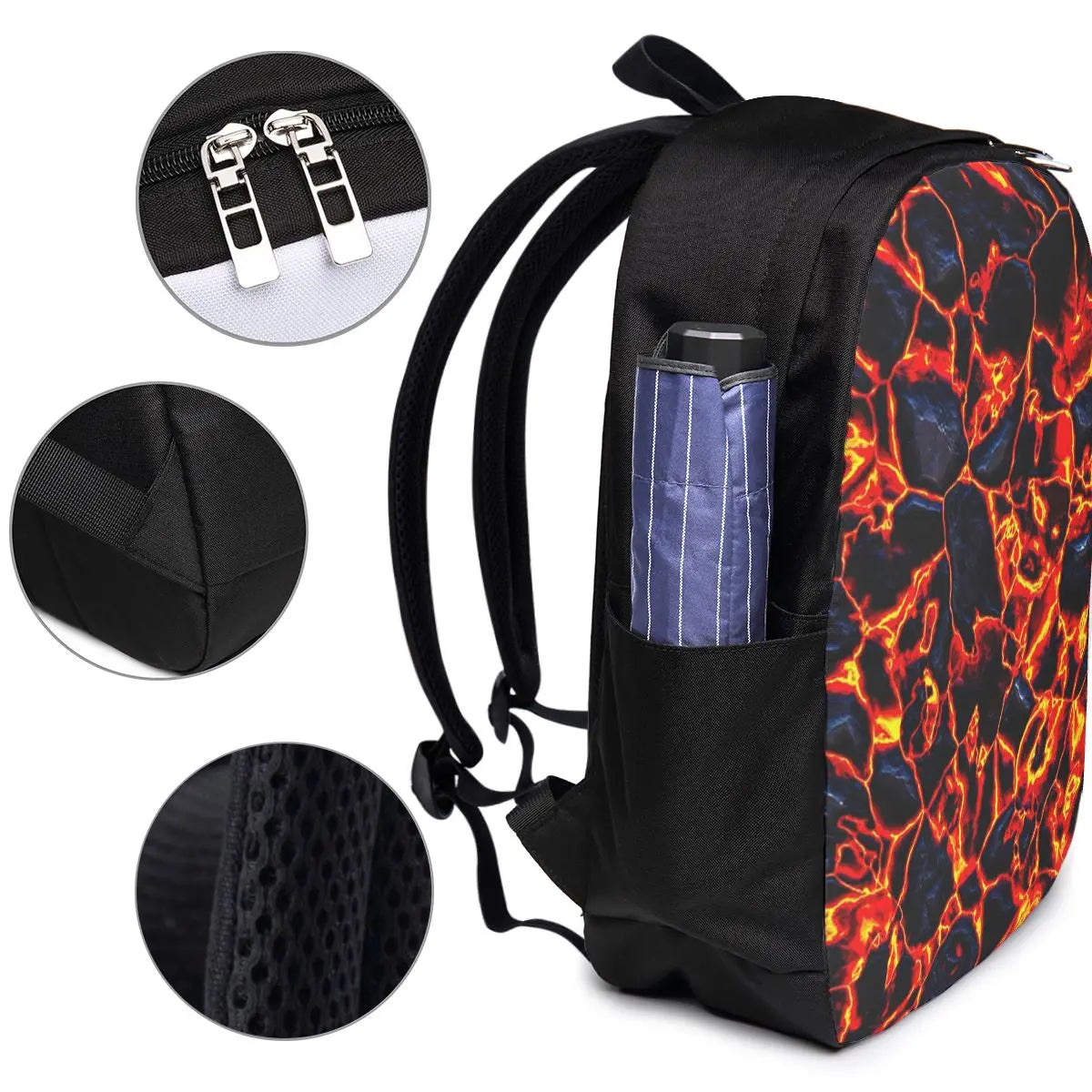 Magma Volcano Lava Fire Backpack Travel Notebook Bag Computer College Student School Bag Laptop Shoulder Bags for Men Women