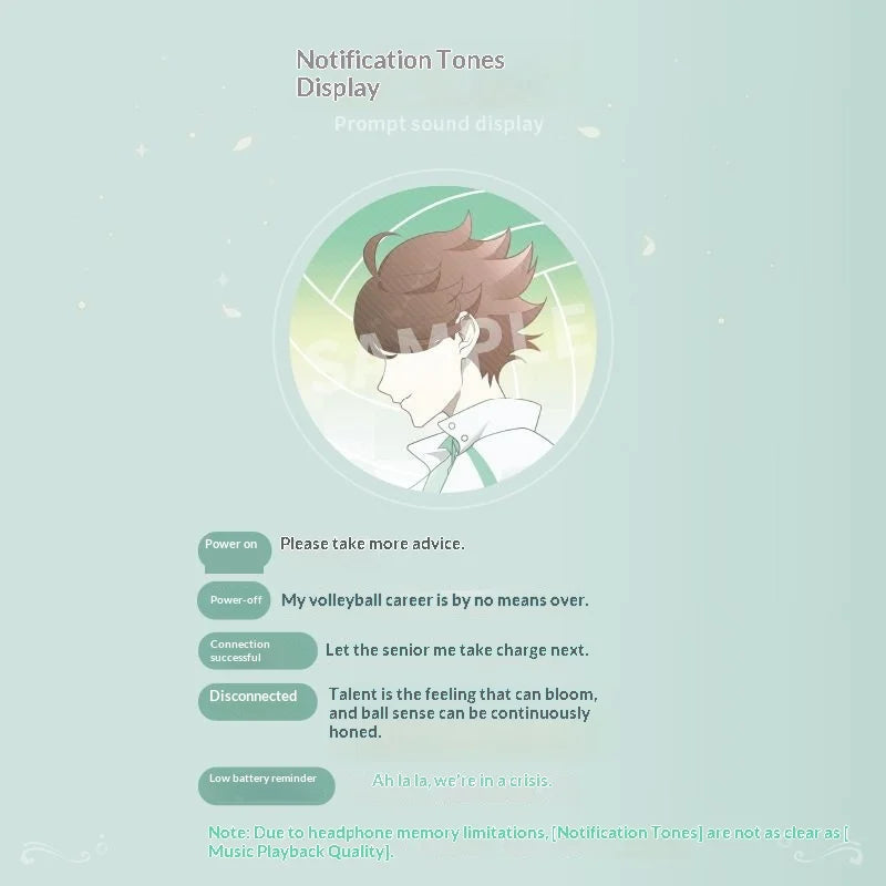 Oikawa Tooru Haikyuu  Wireless Headphone Anime Gift Cute HIFI Bluetooth5.3 Headset Cosplay Active Noise Cancellation Earbud