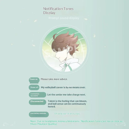 Oikawa Tooru Haikyuu  Wireless Headphone Anime Gift Cute HIFI Bluetooth5.3 Headset Cosplay Active Noise Cancellation Earbud