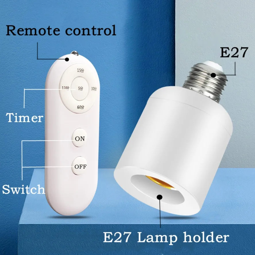 E27 60W Wireless Remote Control Smart Timer Switch Lamp Holder 110V 220V Multi Light Switch Room Bedroom Timer Switch 1pc