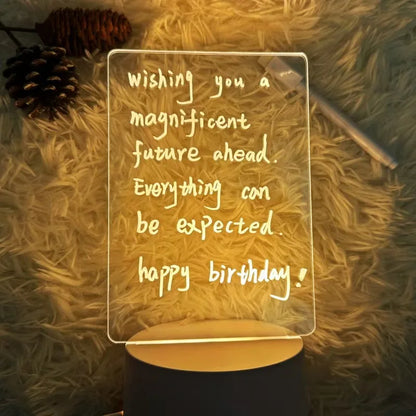 Diy Notepad LED Drawing Board Glowing Acrylic Message Board With Pen Erasable Children's Drawing Letter Message Board Night Lamp