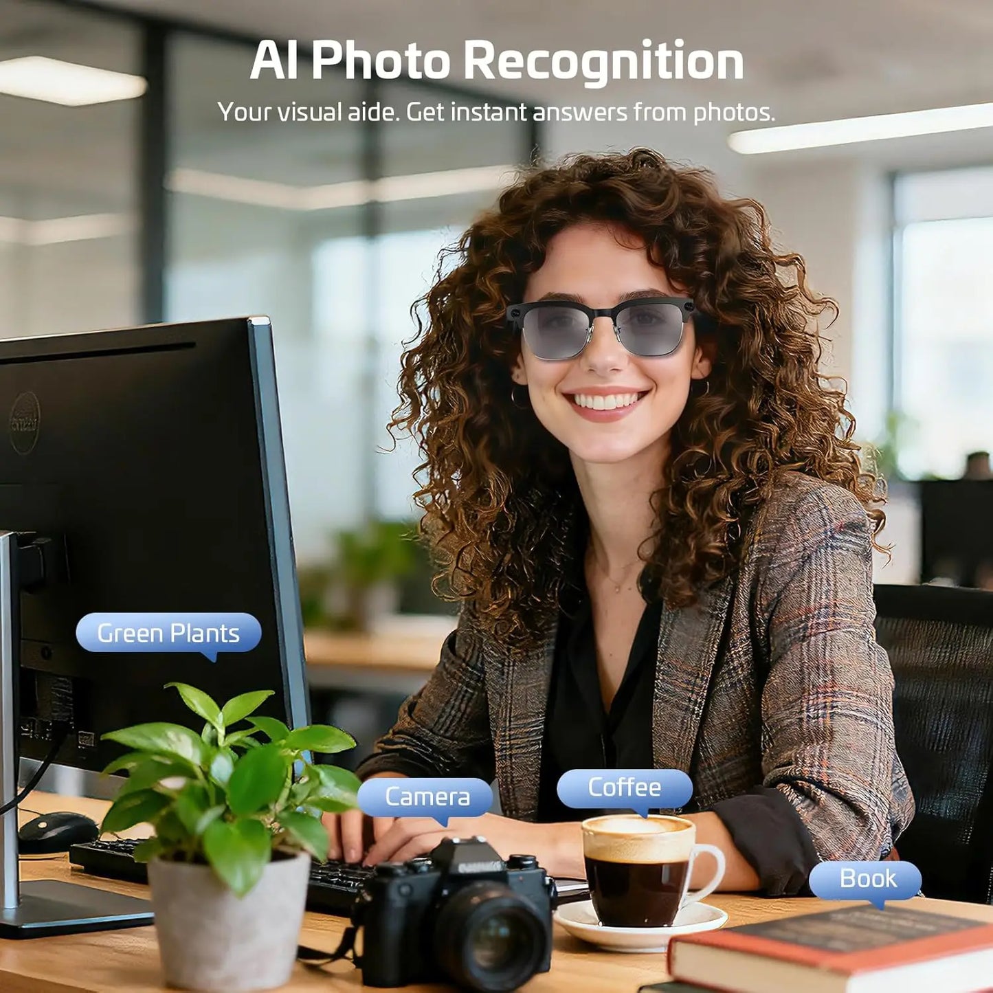 AI Smart Glasses with 8MP 4K Camera, Voice Control, Bluetooth Translation, IP67 Waterproof for Business & Outdoor Use