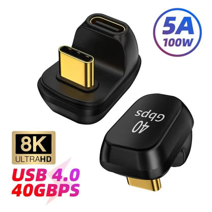 USB4.0 40Gbps OTG type C 90 degree Adapter 100W 5A USB C to Type C Fast Charging Converter USB C Data Adapter For Macbook 8K60HZ