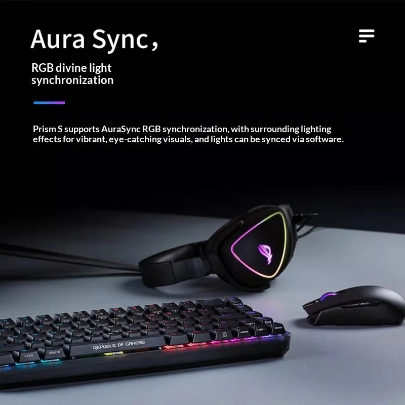 ROG Prism Lightweight Over-Ear Gaming Earphones 7.1 Channel Gaming Headset RGB Lighting Aura Sync Prism 2 Gaming Headphone Gifts