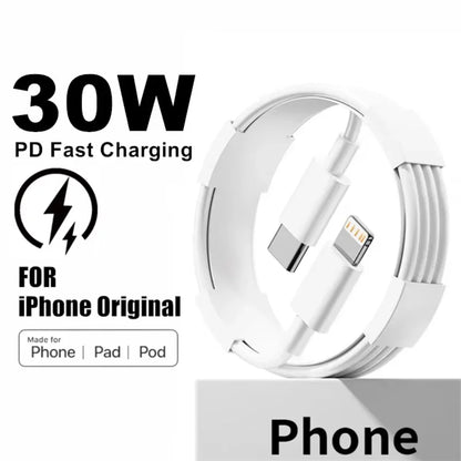 30W PD Fast Charging Cable for iPhone 14 13 12 mini 11 Pro XS Max XR X 8 7 Plus SE Cable 1m 1.5m 2m 3m
