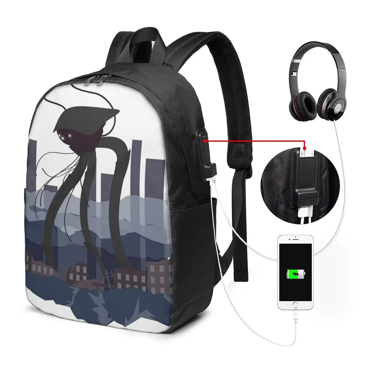 War Of The Worlds Martian Tripod Backpack Travel Notebook Bag Computer College Student School Bag Laptop Shoulder Bags