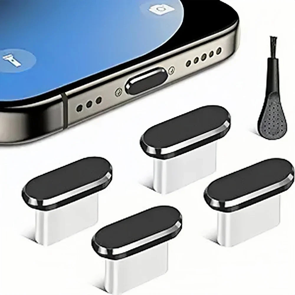 4Pcs USB C Dust Plug With Cleaning Brush Anti Dust USB-C Plug Cover Charging Port Cover Caps For Samsung Xiaomi All Type C Phone