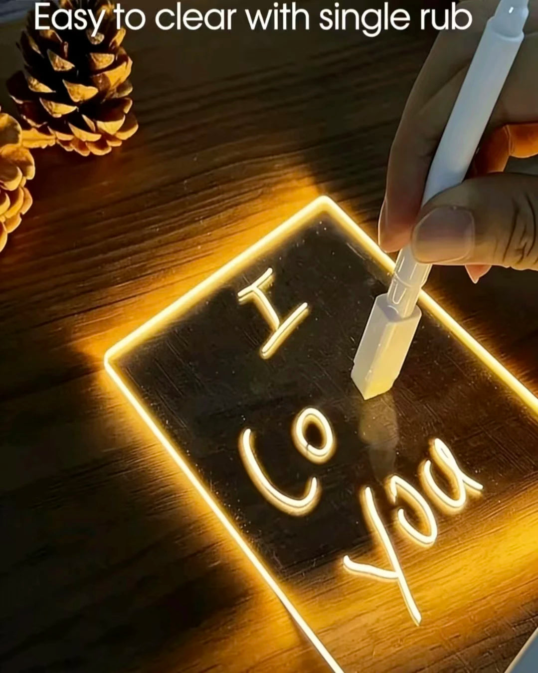 Diy Notepad LED Drawing Board Glowing Acrylic Message Board With Pen Erasable Children's Drawing Letter Message Board Night Lamp