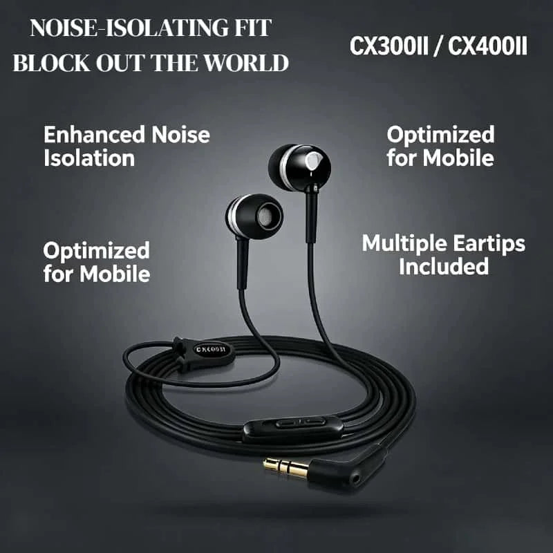 CX300II CX400II 2026 Wired in Ear Stereo Headphones High Resolution Quality Sound for PC Laptop Phone Tablet Mac Pro Max