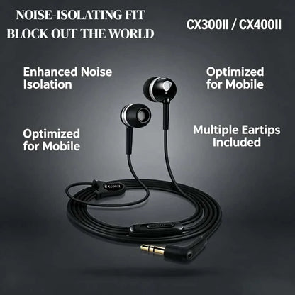 CX300II CX400II 2026 Wired in Ear Stereo Headphones High Resolution Quality Sound for PC Laptop Phone Tablet Mac Pro Max