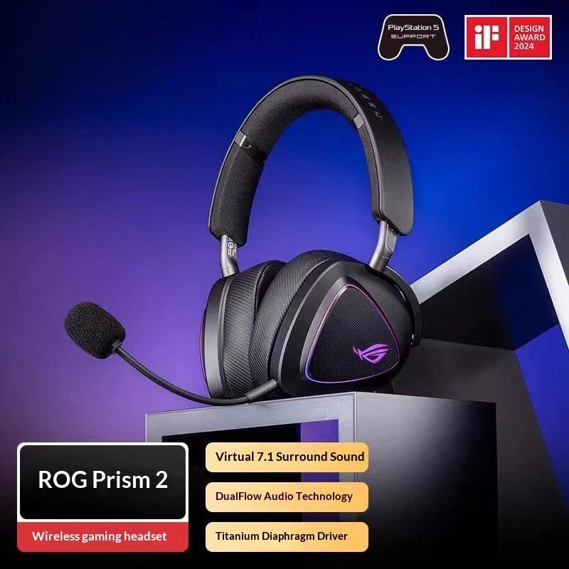 ROG Prism Lightweight Over-Ear Gaming Earphones 7.1 Channel Gaming Headset RGB Lighting Aura Sync Prism 2 Gaming Headphone Gifts