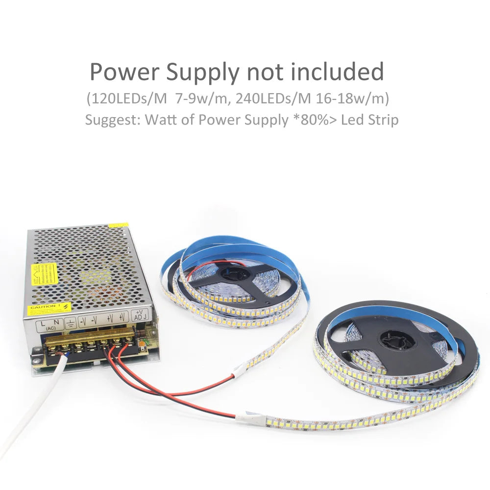 12V LED Strip SMD 2835 0.5M 1M 3M 5M LED Stripe Tape Light 120LED/M 240LED/M Warm White Flexible Strip Ribbon Home Decor Light