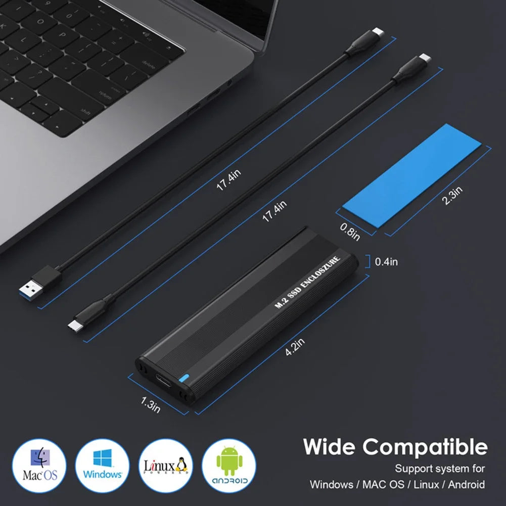 Dual Protocol M.2 NVMe SSD Case 10Gbps M.2 NVMe SSD Enclosure Adapter Tool Free for 2230/2242/2260/2280 M.2 SSD