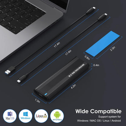 Dual Protocol M.2 NVMe SSD Case 10Gbps M.2 NVMe SSD Enclosure Adapter Tool Free for 2230/2242/2260/2280 M.2 SSD