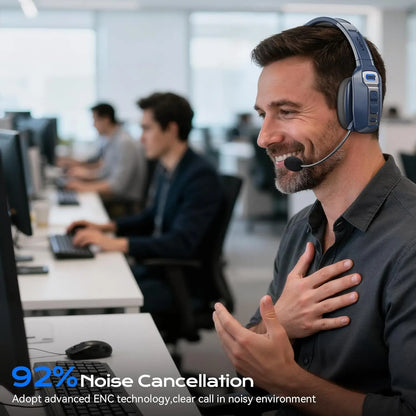 Trucker Bluetooth Headset with AI Noise Cancelling, 62 Hrs Wireless On-Ear Headphones for Home Office Remote Work Zoom